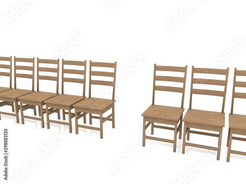 Row of wooden chairs