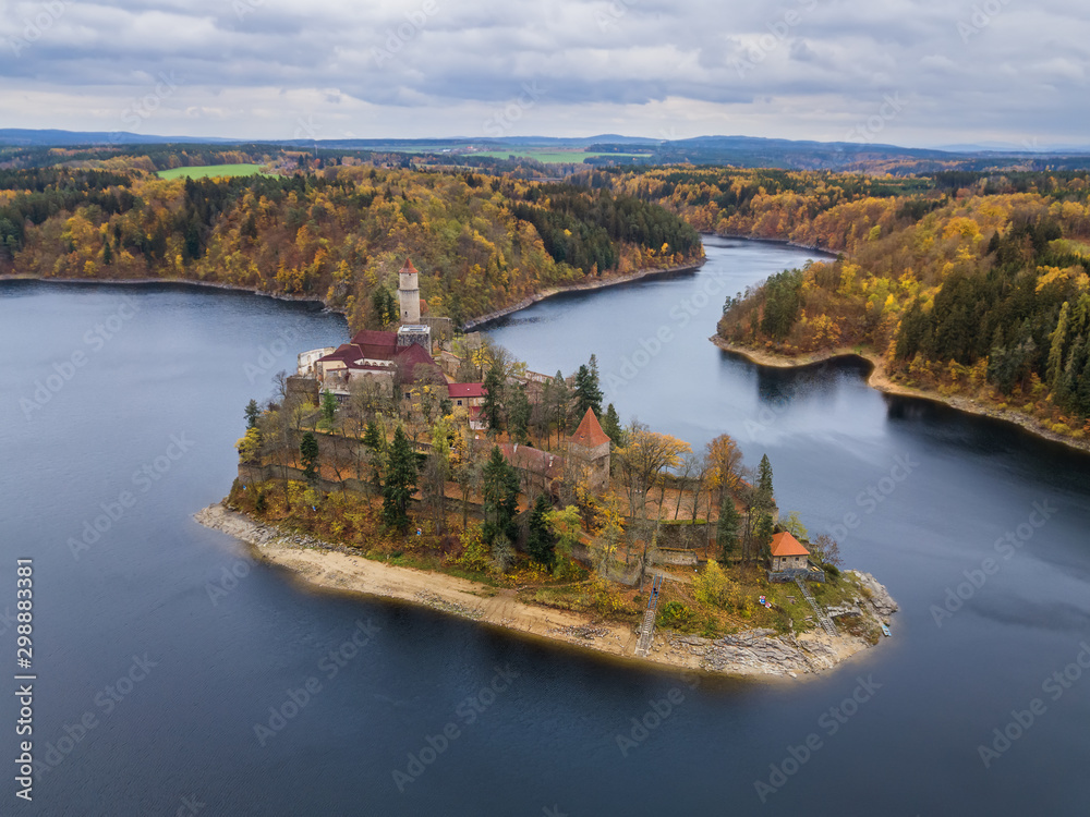 Castle Zvikov in Czech Republic - aerial view