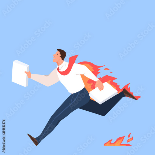 Businessman running with document