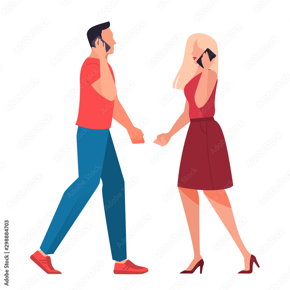 Man and woman with mobile phone. Female and male Man and woman with mobile phone. Female and male