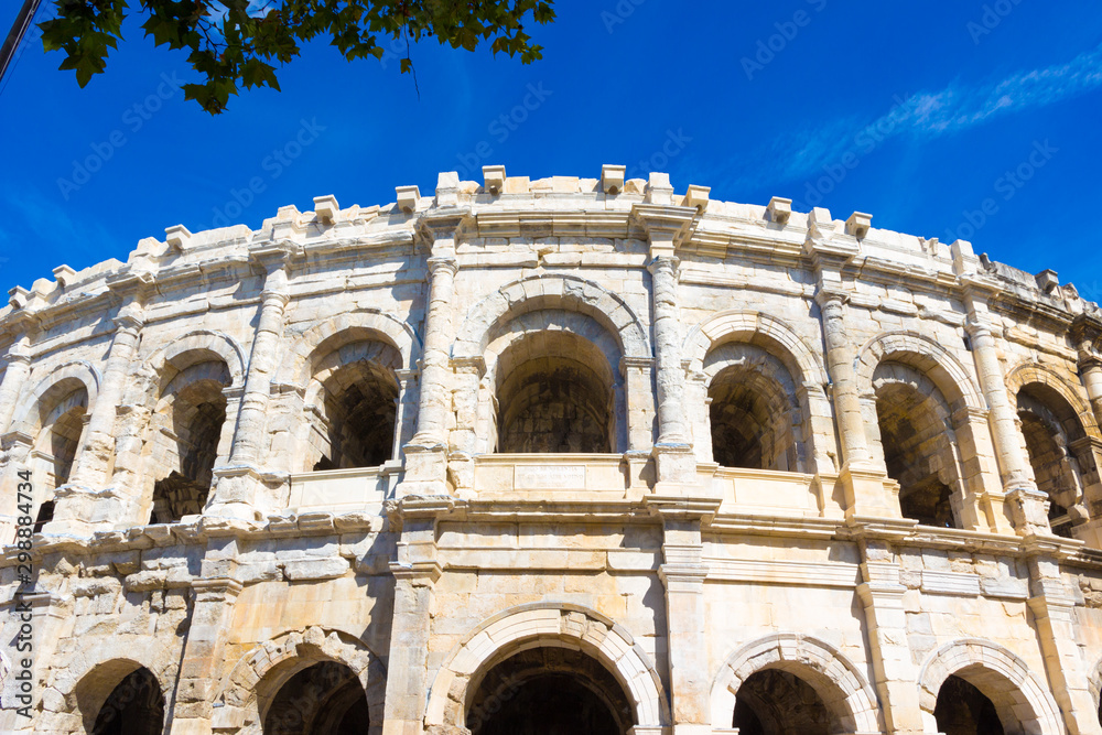 The Arena of Nimes (circa 100 A.D.) is a Roman amphitheatre in France