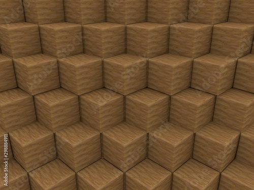 Abstract construction in wood cubes