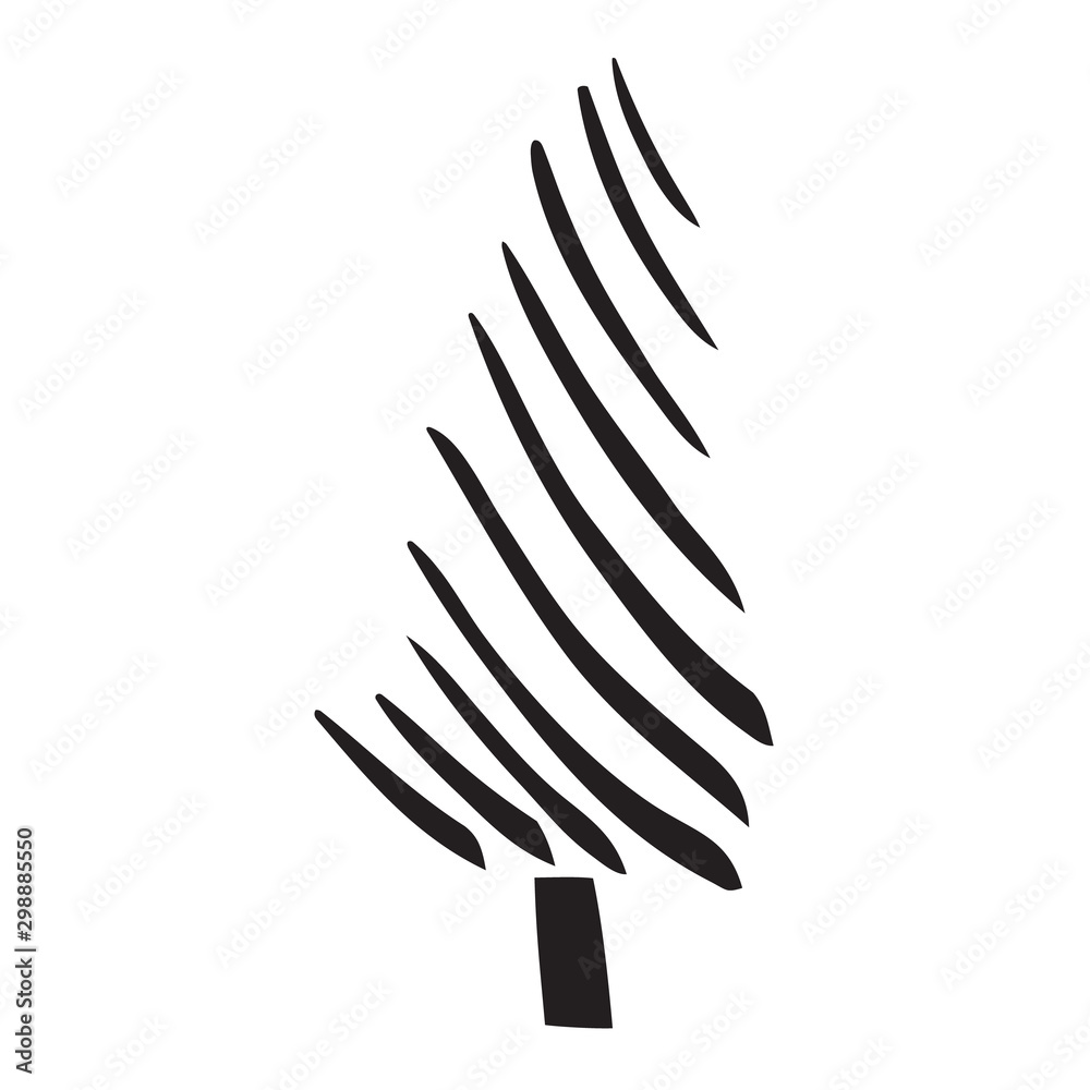 Black and white simple vector icon of a tree