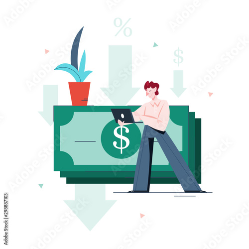 Vector illustration of a man getting a personal loan