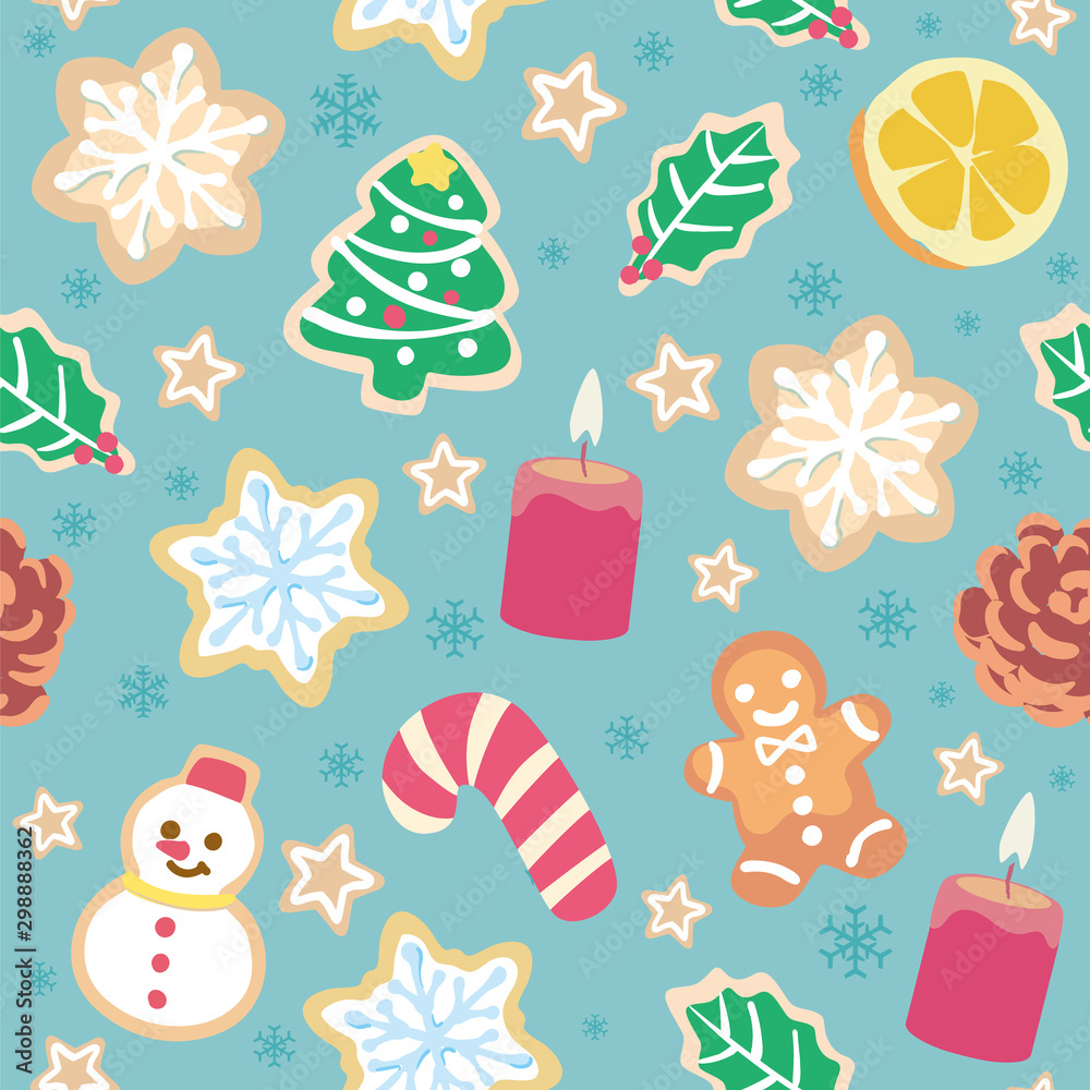 Seamless background with Christmas cookies. Vector pattern. Seamless background with Christmas cookies. Vector pattern.