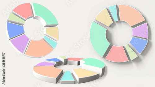 Crircle of cake slide for info graphic charts 3d rendering. photo