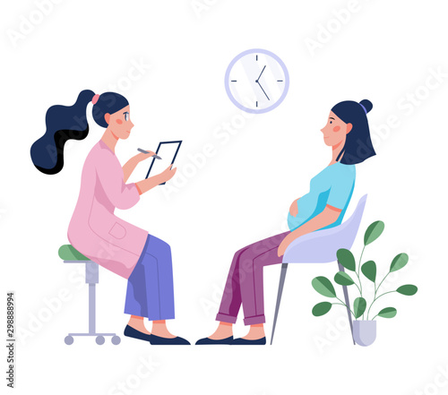 Pregnant woman having a consultation with doctor