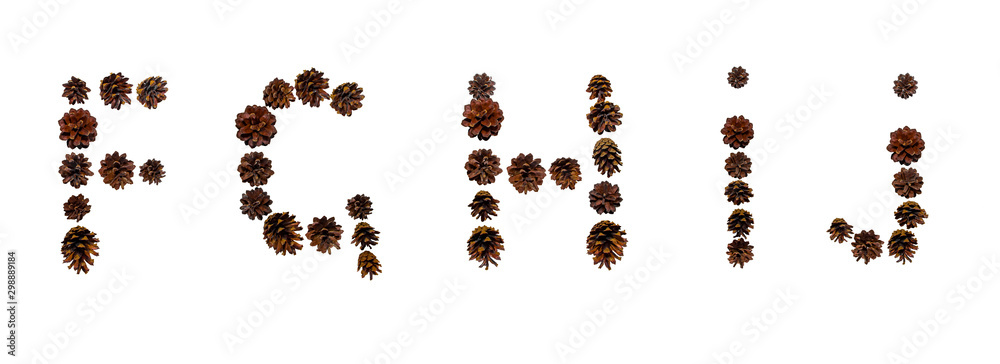 Christmas font made of fir cones Christmas font made of fir cones
