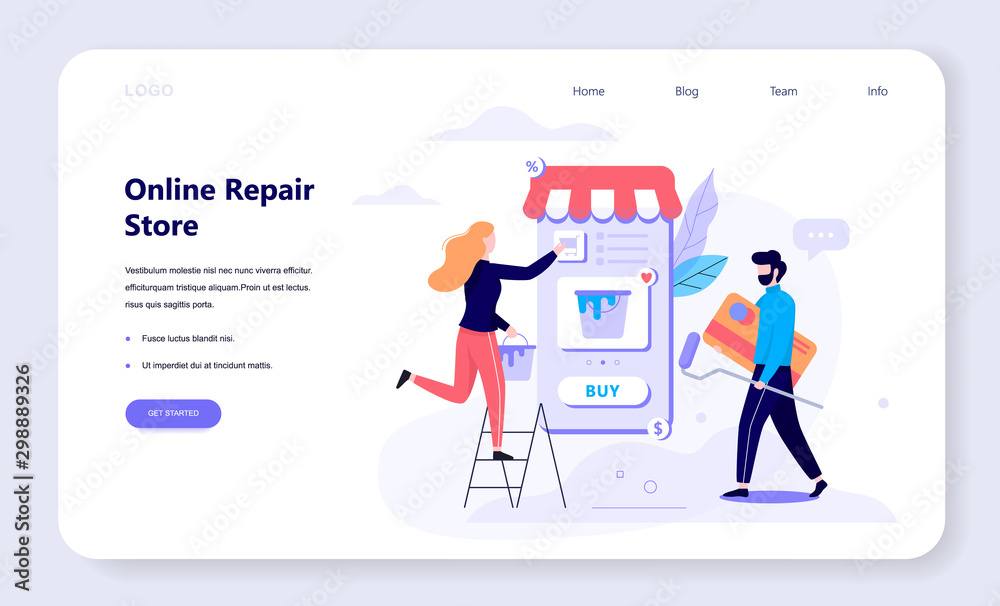 Online shopping web banner concept. E-commerce, customer