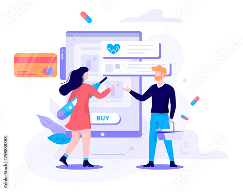 Vector illustration of online pharmacy concept. Client order