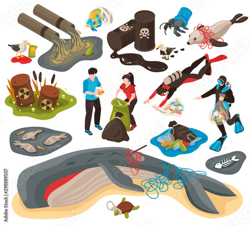Water Pollution Isometric Set