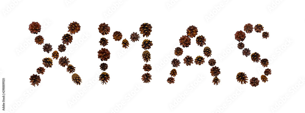Christmas font made of fir cones Christmas font made of fir cones