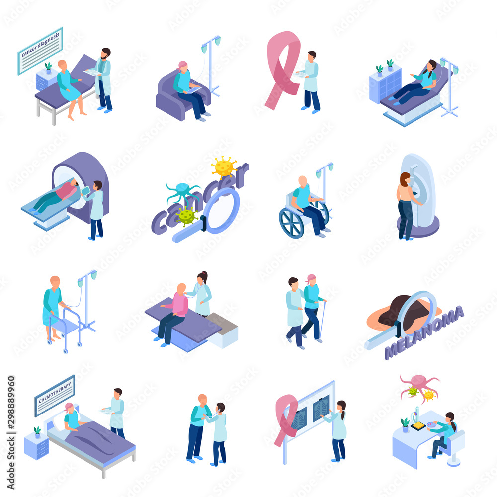 Cancer Control Isometric Concept  Set 