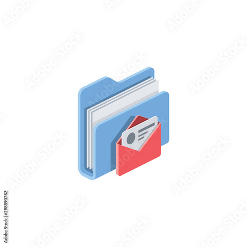 Folder directory Email. Vector 3d isometric, color web icon, new flat style. Creative illustration design, idea for infographics.