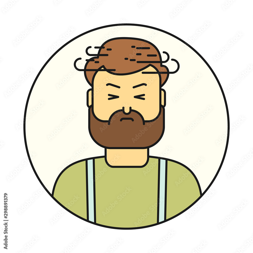 Dizziness man line style icon. Dizziness man line style icon.