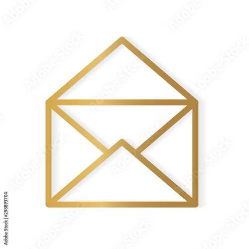 golden envelope icon- vector illustration