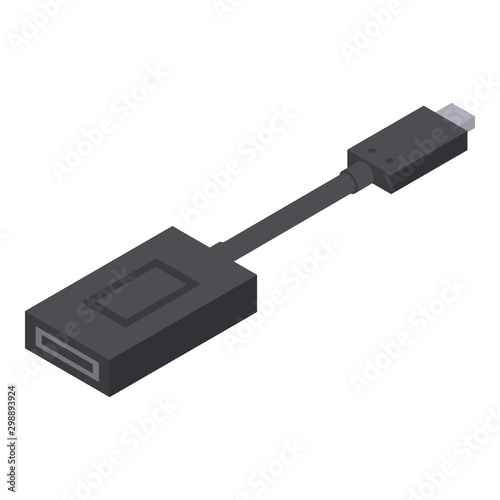 Usb hdmi adapter icon. Isometric of usb hdmi adapter vector icon for web design isolated on white background
