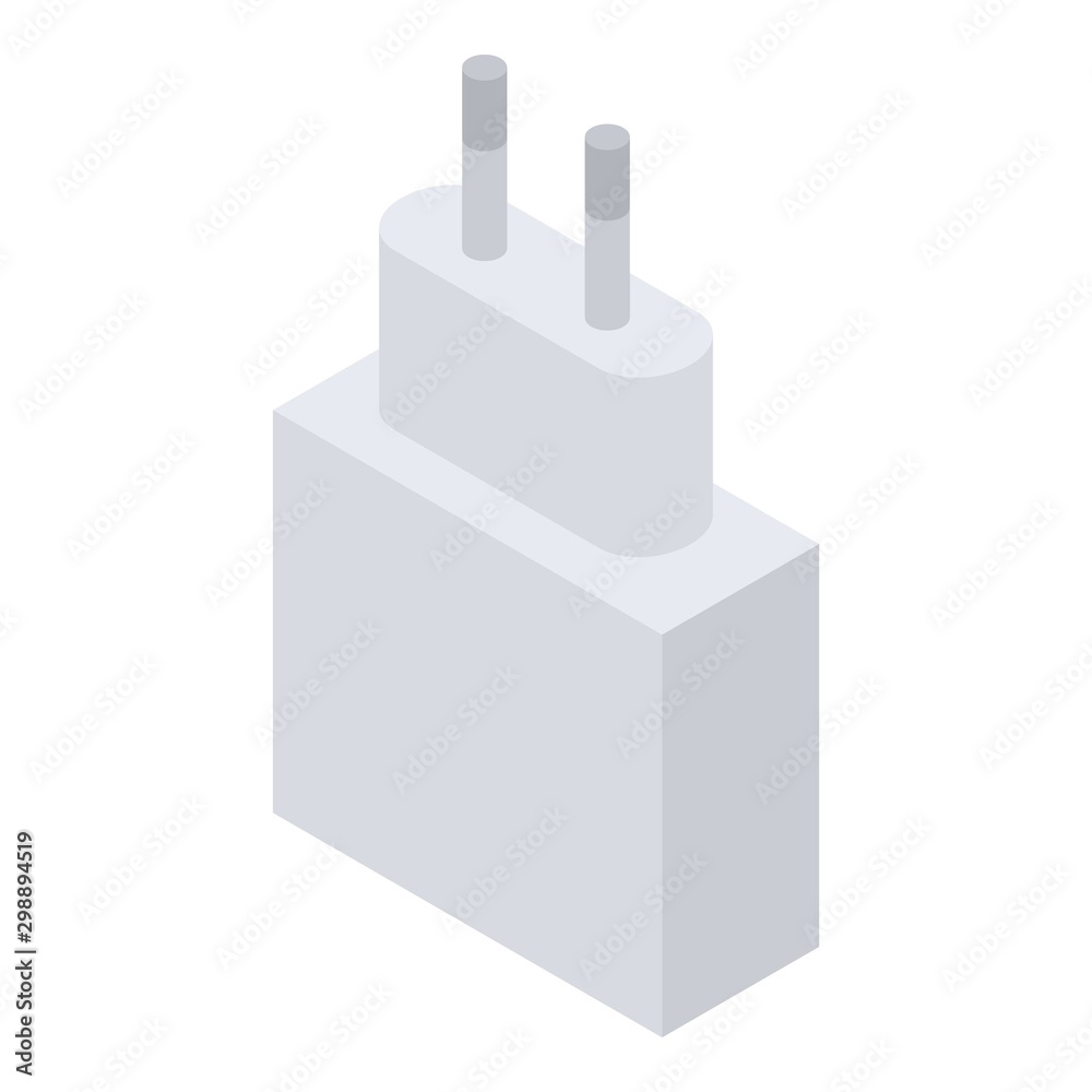 Smartphone power charger icon. Isometric of smartphone power charger vector icon for web design isolated on white background Smartphone power charger icon. Isometric of smartphone power charger vector icon for web design isolated on white background