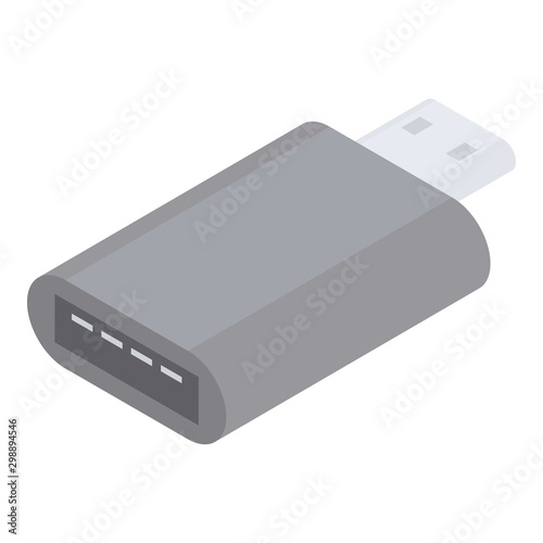 Usb type c adapter icon. Isometric of usb type c adapter vector icon for web design isolated on white background photo