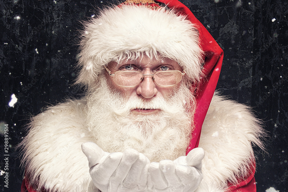 Portrait of real Santa Claus with white beard.