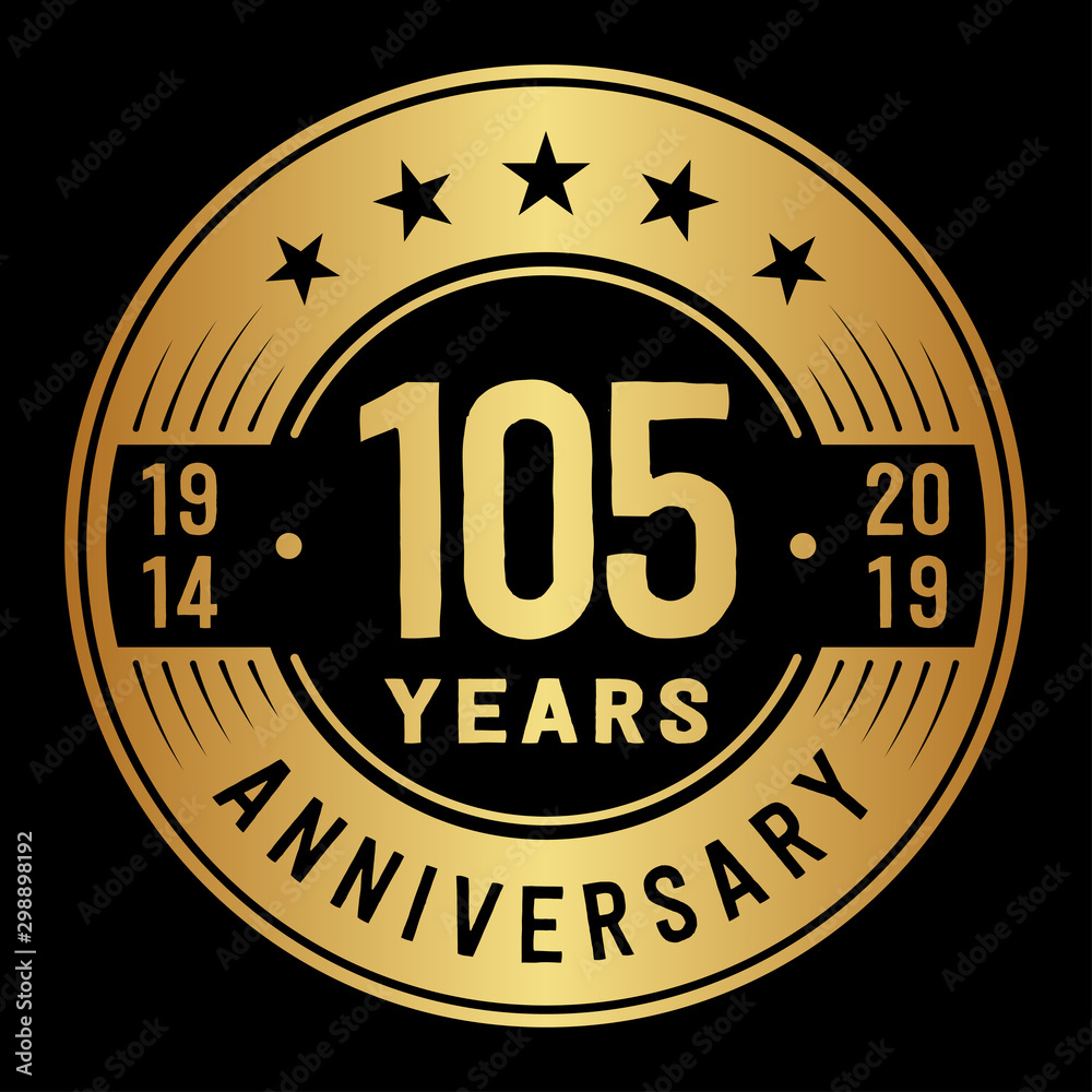 Fototapeta premium 105 years anniversary logo template. One hundred and five years logo. Vector and illustration.