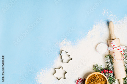 Christmas and New Year holiday background. Xmas background top view.