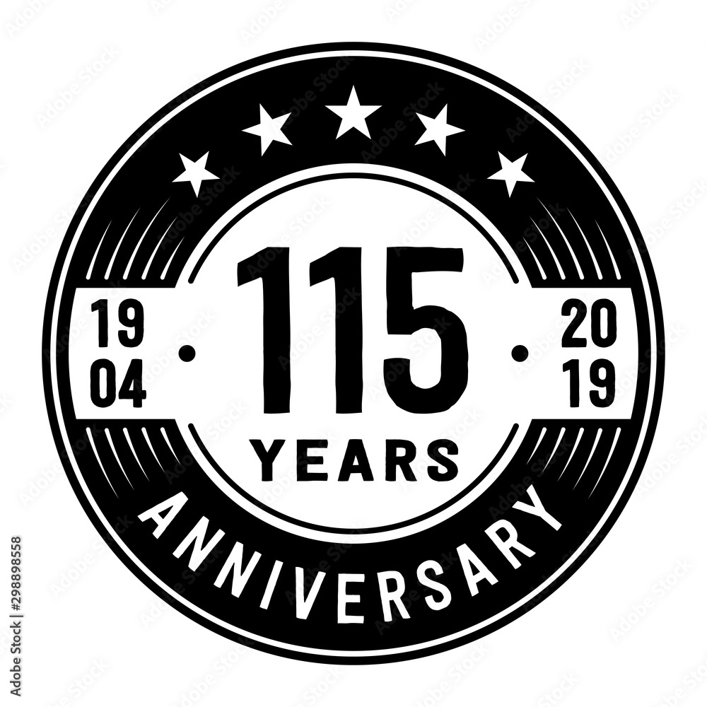115 years anniversary logo template. One hundred and fifteen years logo. Vector and illustration.