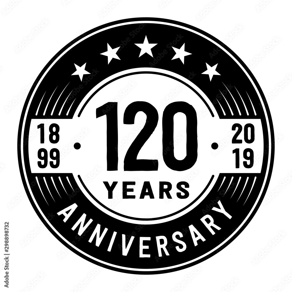 120 years anniversary logo template. One hundred and twenty years logo. Vector and illustration.