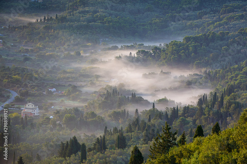 Dawn over of Corfu island in the Ionian Sea photo