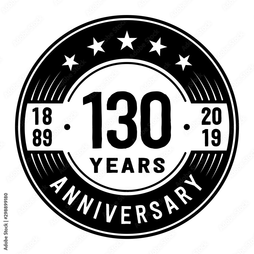 130 years anniversary logo template. One hundred and thirty years logo. Vector and illustration.