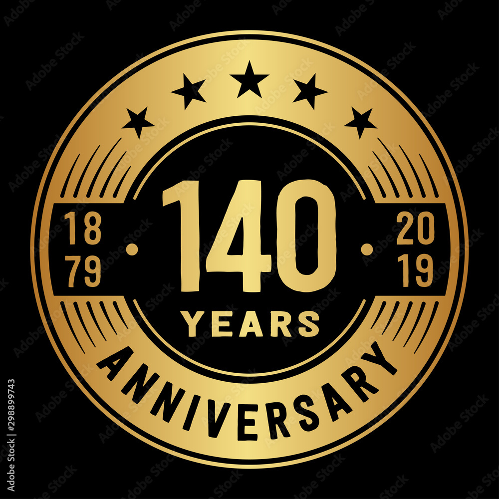 140 years anniversary logo template. One hundred and forty years logo. Vector and illustration.
