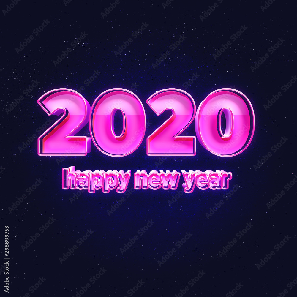 happy new year 2020 with neon effects