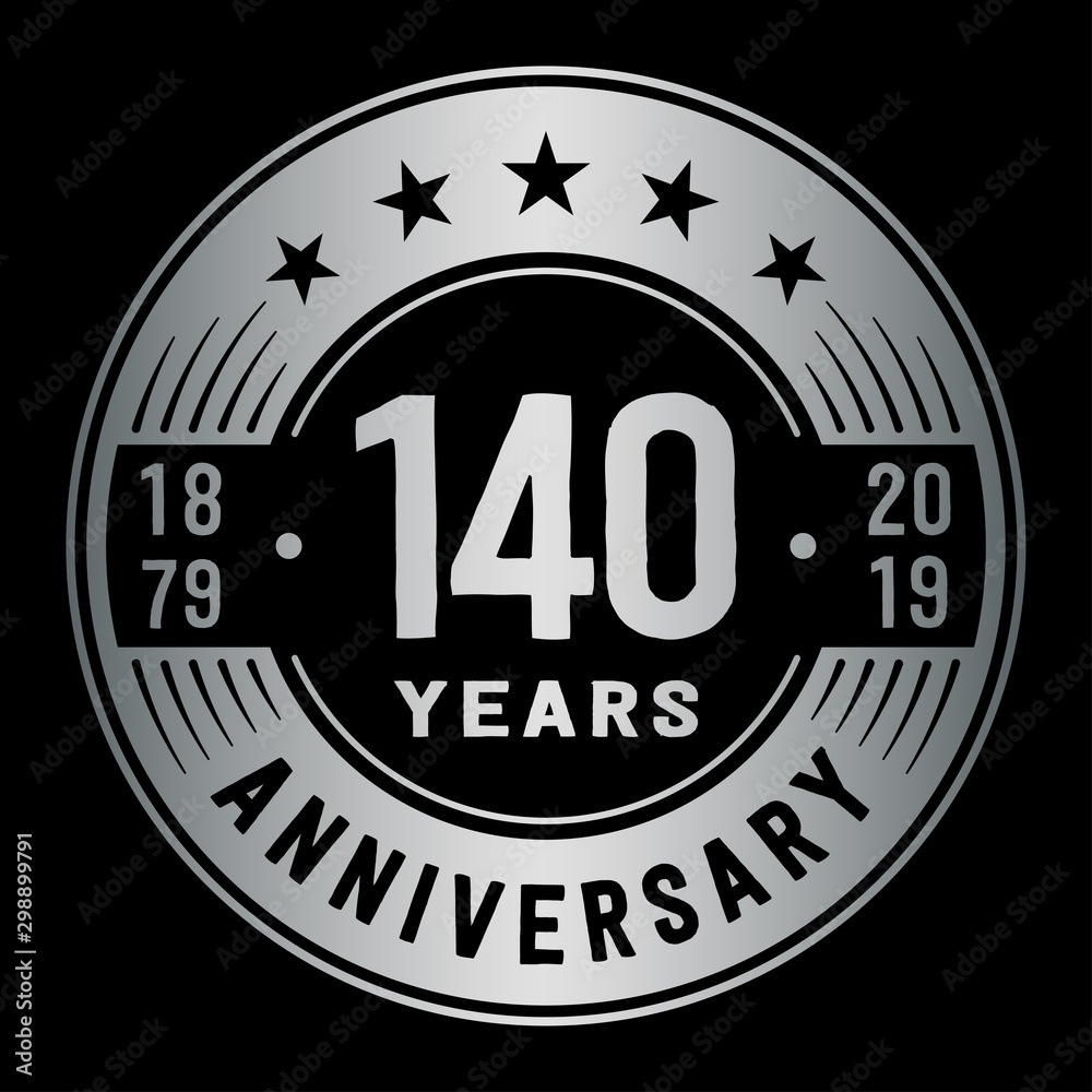140 years anniversary logo template. One hundred and forty years logo. Vector and illustration.