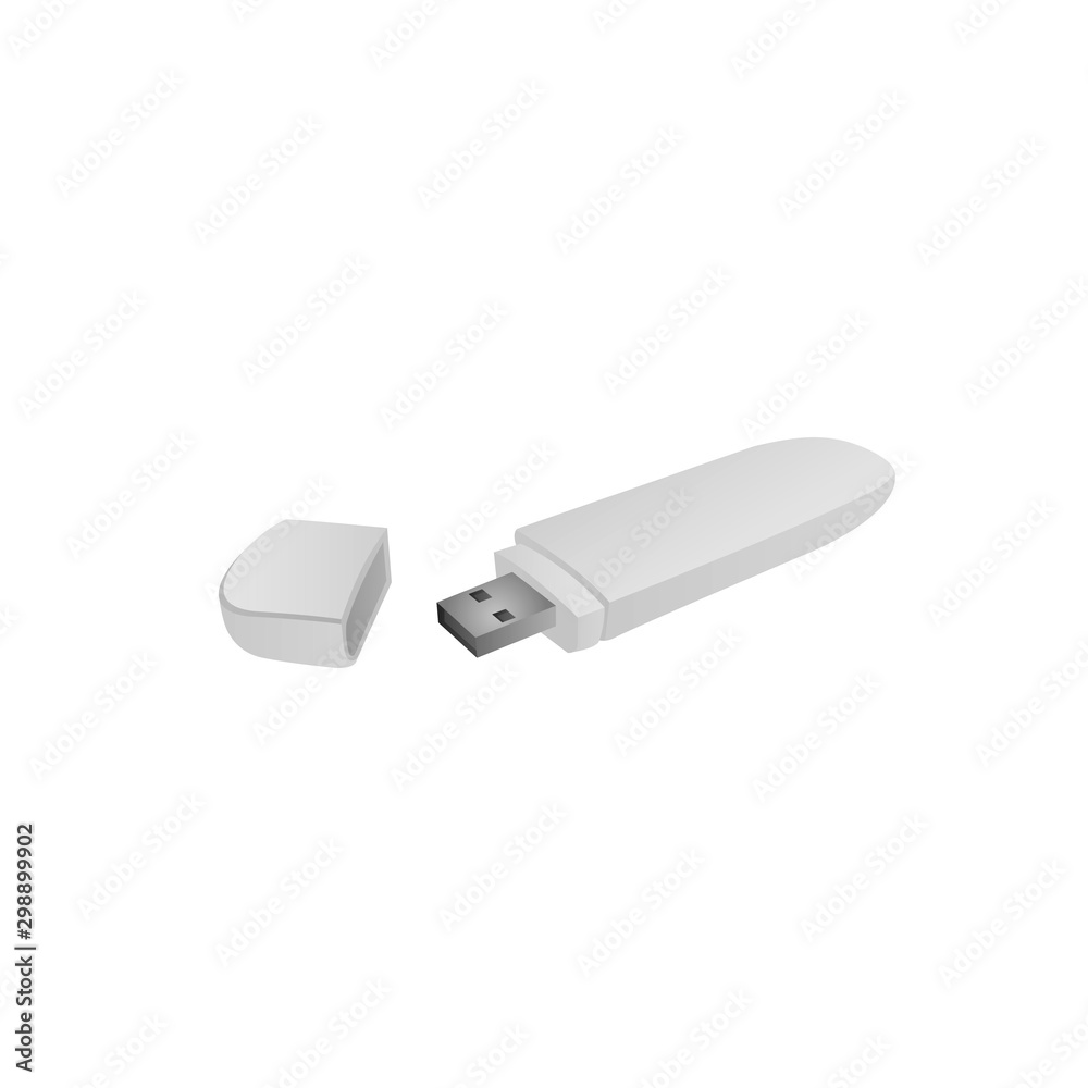 Usb flash drive isolated on white background. Vector illustration - obrazy, fototapety, plakaty 