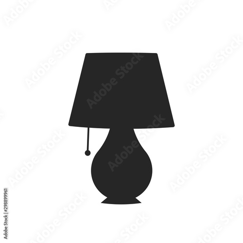 Table lamp vector icon illustration on white background. Flat vector lamp icon, furniture sign 