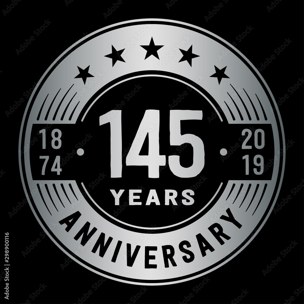 145 years anniversary logo template. One hundred and forty-five years logo. Vector and illustration.
