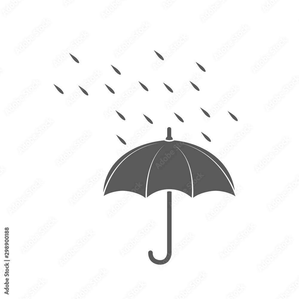 Umbrella vector icon. Illustration of rainy weather icon with umbrella isolated on white background