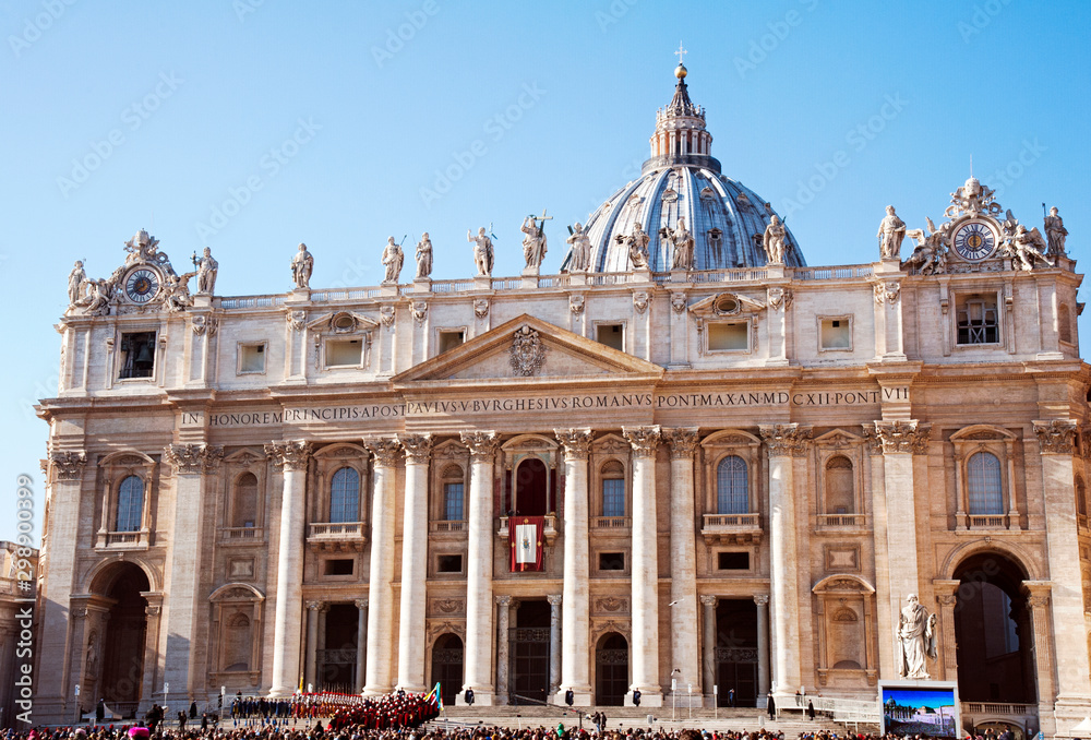 Maderno's façade of the Papal Basilica of St. Peter in the Vatican, Rome.
