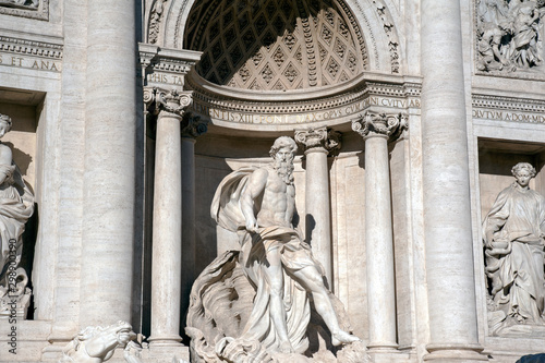 Fountain of Trevi, Rome. The statues Ocean by Pietro Bracci, Abundance and Healthiness by Filippo Della Valle.