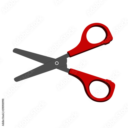 Scissors red realistic vector illustration isolated
