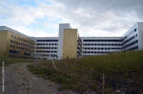 View of architecture of the Ostfold Regional Hospital. Osfold Region, Norway