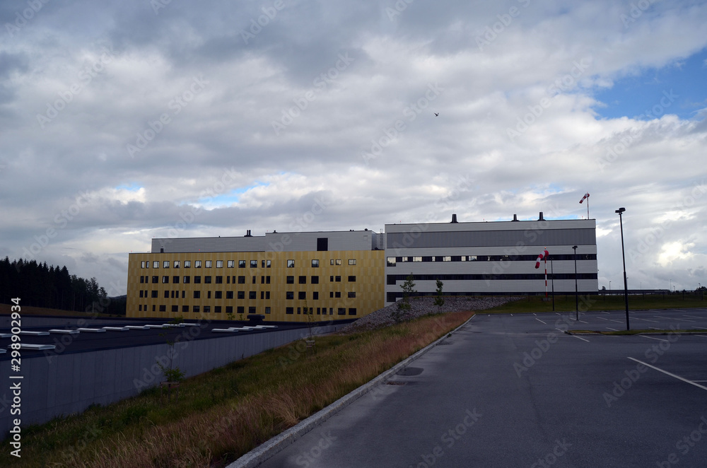 View of architecture of the Ostfold Regional Hospital. Osfold Region, Norway View of architecture of the Ostfold Regional Hospital. Osfold Region, Norway