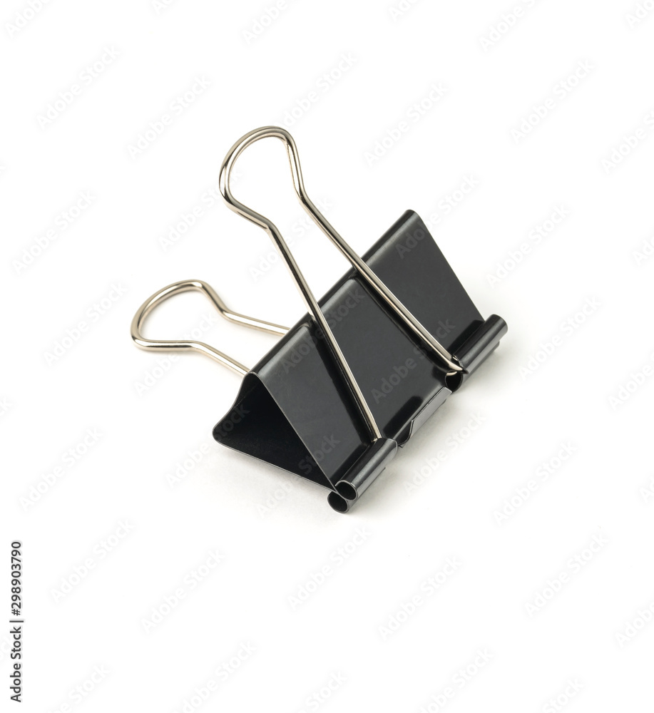 Black Paper clip isolated on white background.