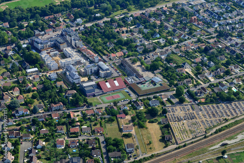 Rosny sur Seine, France - july 7 2017 : aerial photography of the town photo