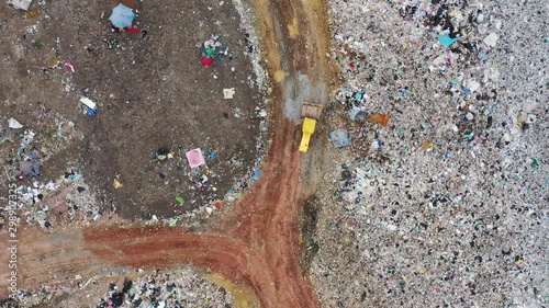 Aerial view, landfill disposal and sorting / 4K Video