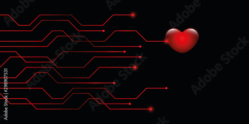 digital red heart online dating concept vector illustration EPS10