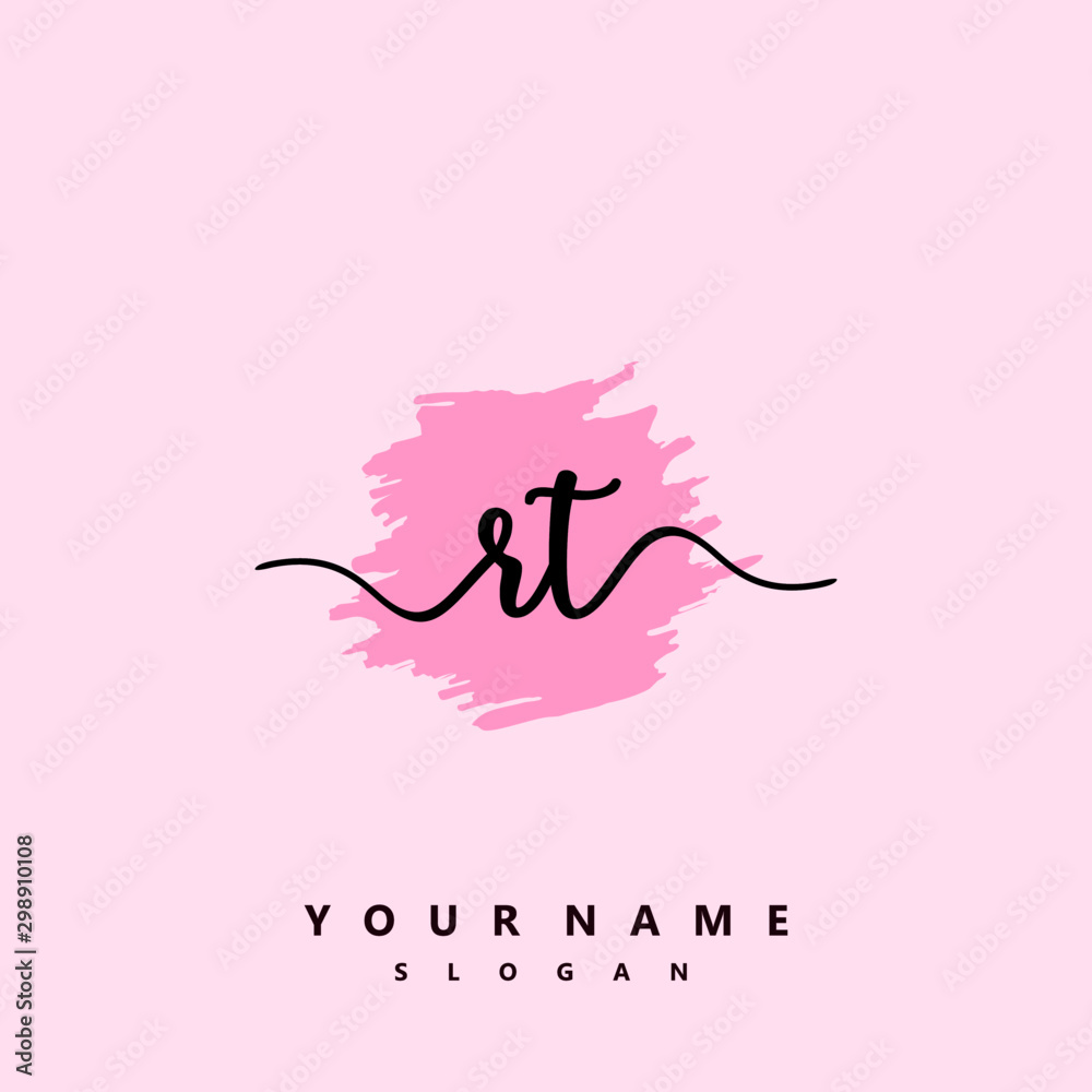 RT Initial handwriting logo vector