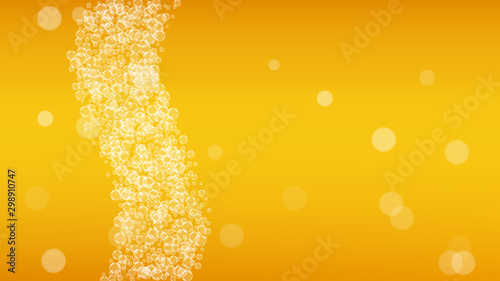 Oktoberfest background. Beer foam. Craft lager splash. pub banner template. Hipster pint of ale with realistic white bubbles. Cool liquid drink for Gold cup with oktoberfest.