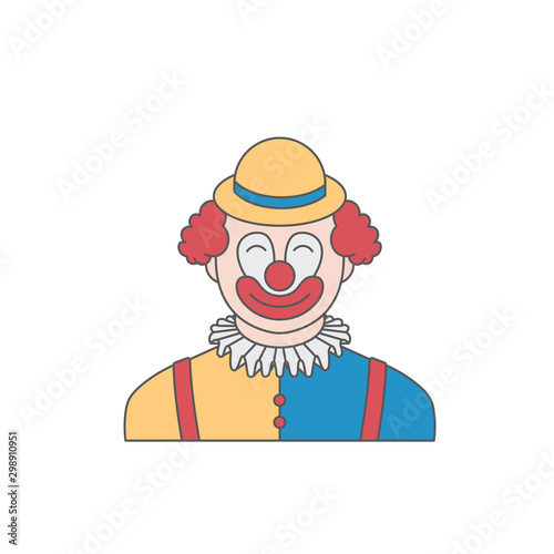 Occupation circus clown in traditional makeup, cartoon friendly clown avatar vector Illustration
