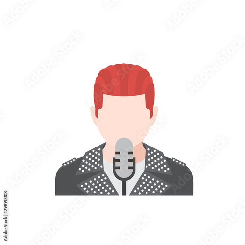 Man singing into microphone. Karaoke signer illustration